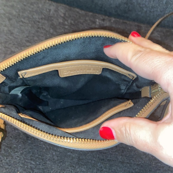 Brown, adjustable crossbody, Calvin Klein purse with gold hardware. - Picture 10 of 12